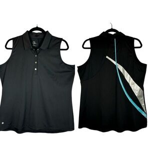 EP Sport Women’s Black Sleeveless back Swirl Design Golf Top Polo Shirt Size XL